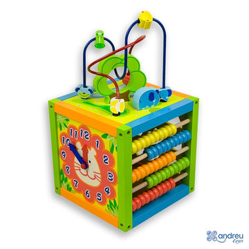 Dado de 5 actividades mediano Andreu Toys 16334 con caras de colores y actividades de encaje para bebes