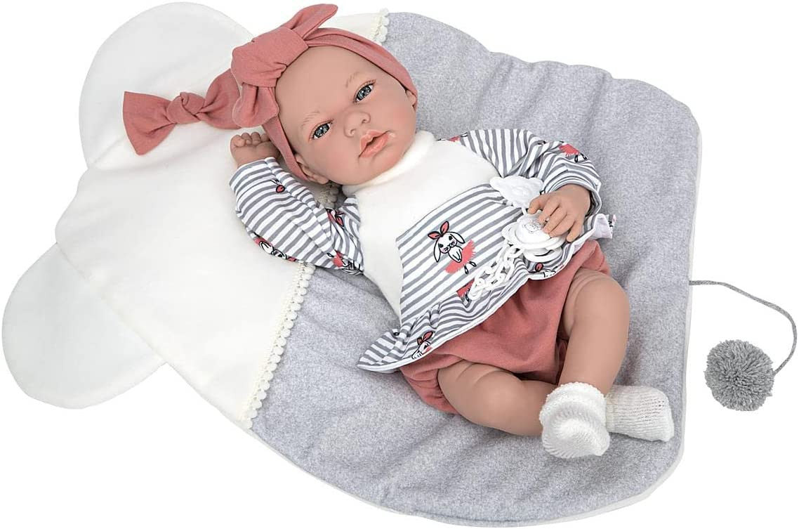 Muñeca elegance 40 cm andie rosa c/cojin, c/ mecanismo risa - arias 60688