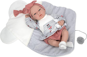Muñeca elegance 40 cm andie rosa c/cojin, c/ mecanismo risa - arias 60688