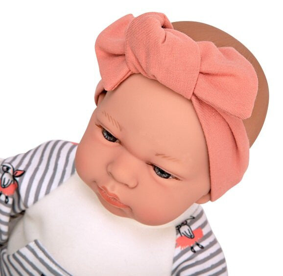 Muñeca elegance 40 cm andie rosa c/cojin, c/ mecanismo risa - arias 60688
