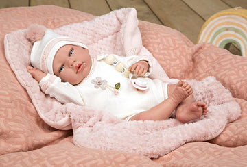 Muñeca reborn arias 40 cm tamar rosa c/ manta - arias 98109