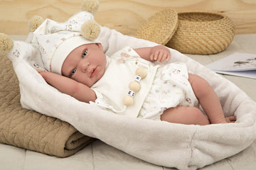 Arias Reborn Doll 40 cm Aday Beige with Bassinet - Arias 98124