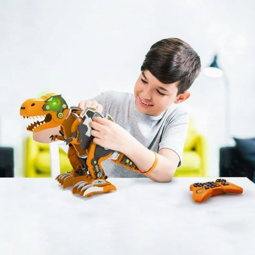 Rex Dinobot ojos luminosos cola articulada robot dinosaurio educativo