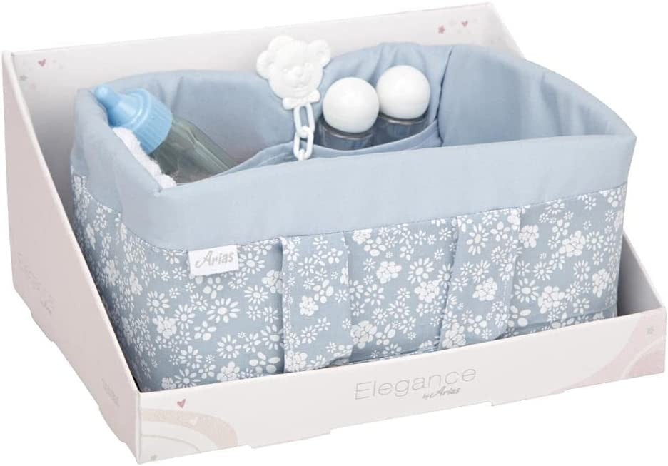 Canastilla para muñecas con accesorios elegance azul - Arias 6363