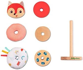 Pirámide Para Apilar Alice | Estimula Sentidos y Motricidad | Piezas de Madera | Juguete a Partir de 1 Año- Lilliputiens 83114