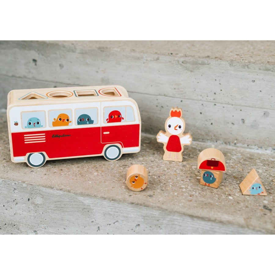 Autobus de madera organizador de formas - lilliputiens 83261