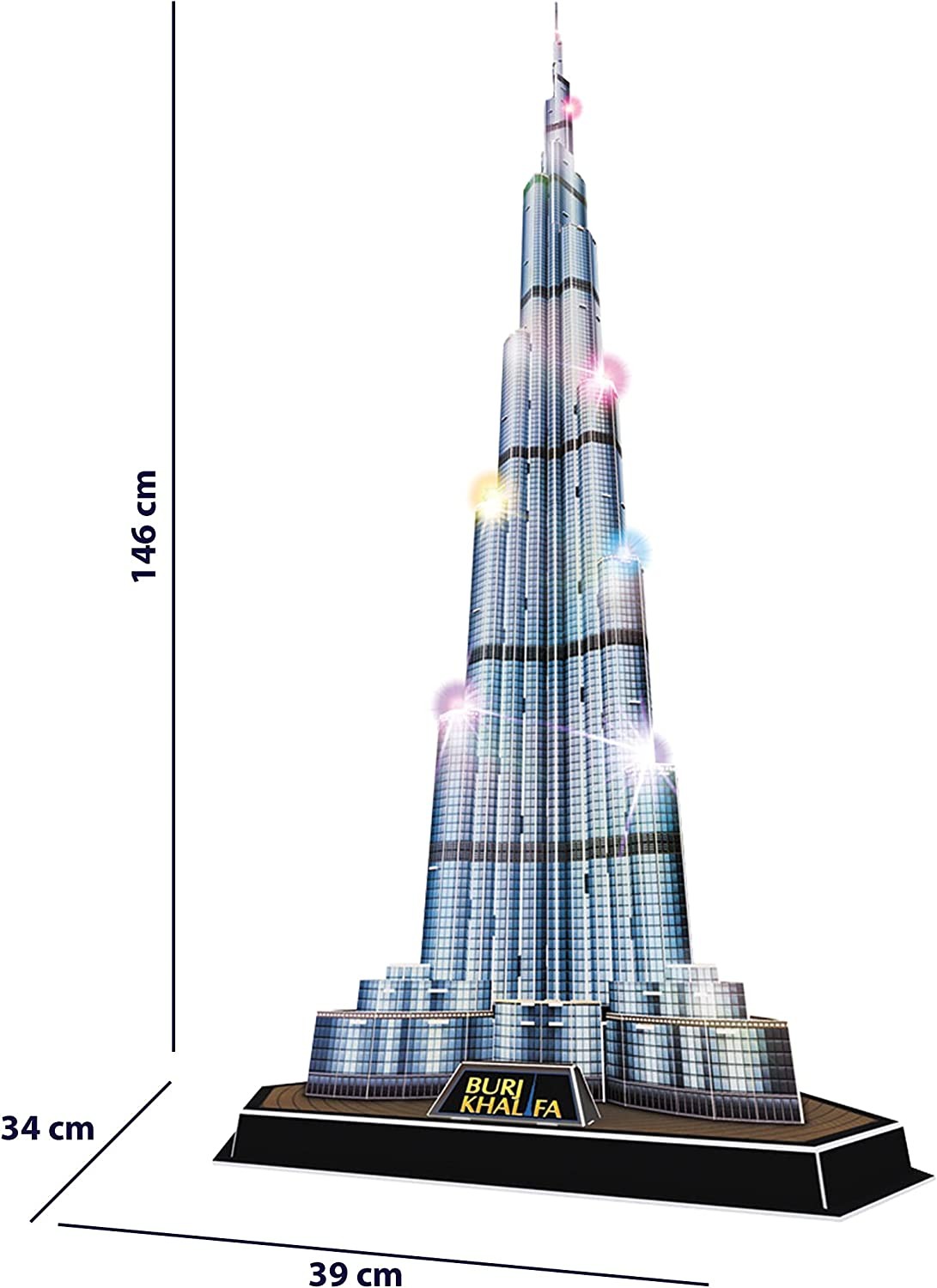 Puzle 3d burj khalifa 136 piezas luces led - worldbrands l133h