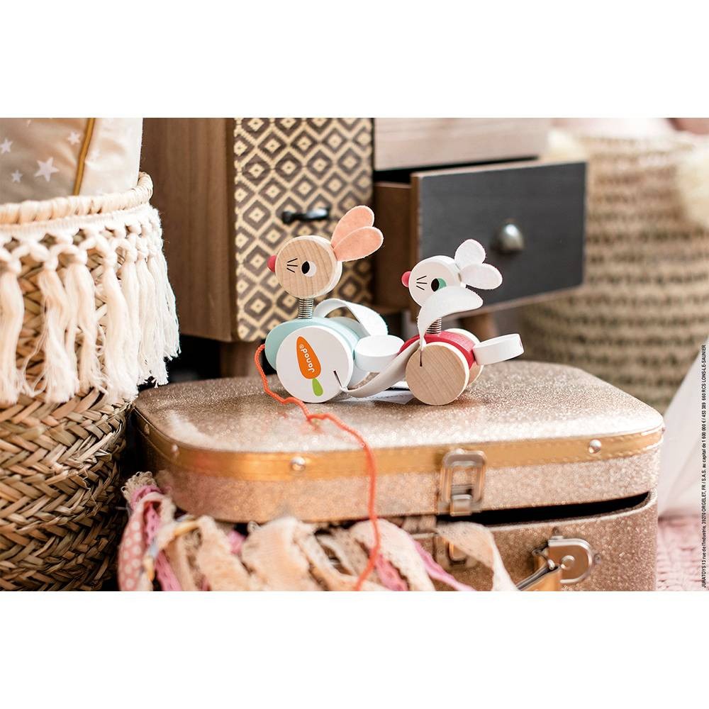 Arrastre conejitos para pasear de madera - janod j08207