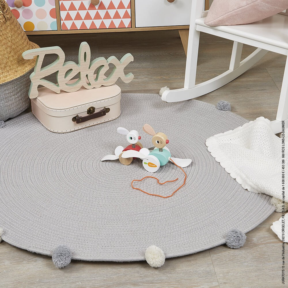 Arrastre conejitos para pasear de madera - janod j08207