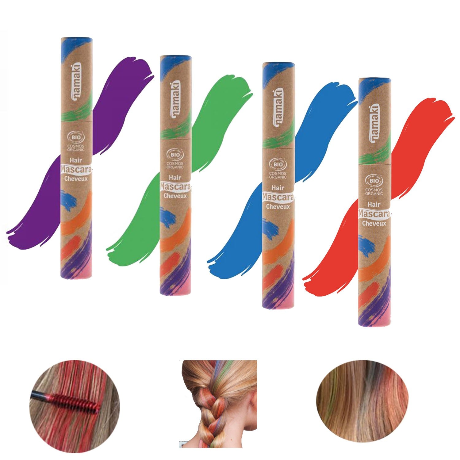 Gama de mascarillas capilares Namaki ecologicas para ninos - varios colores