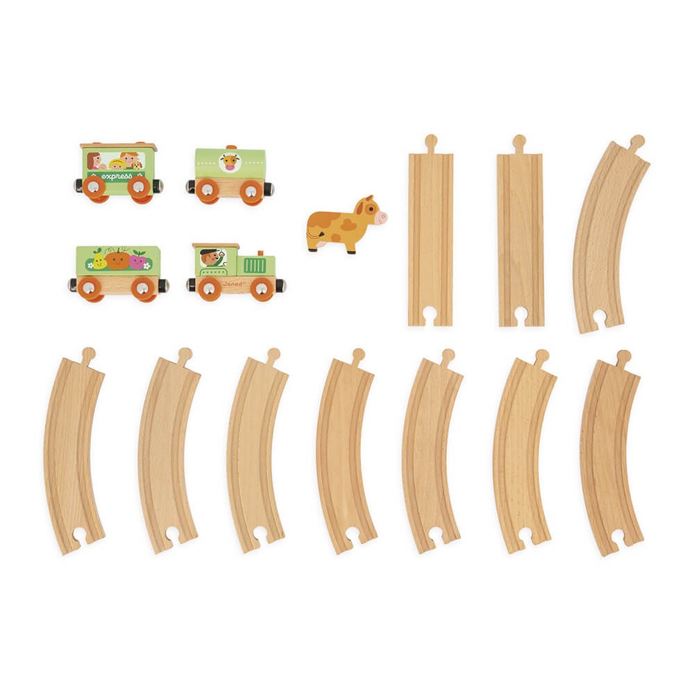 Tren con circuito granja Story - Janod J04630