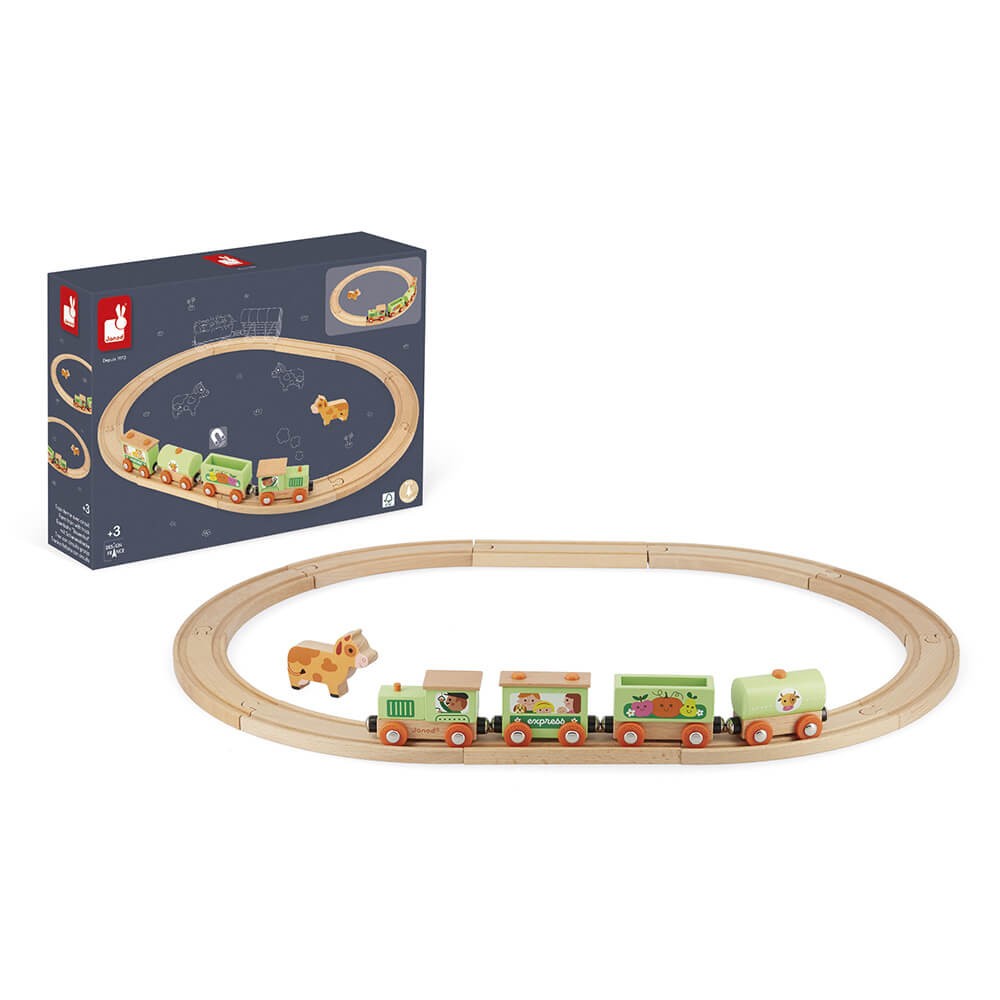 Tren con circuito granja Story - Janod J04630