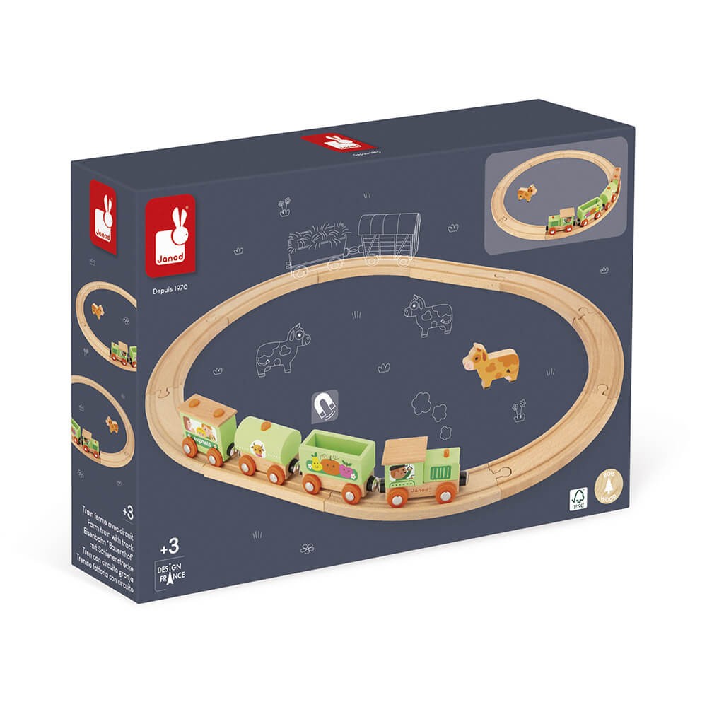 Tren con circuito granja Story - Janod J04630