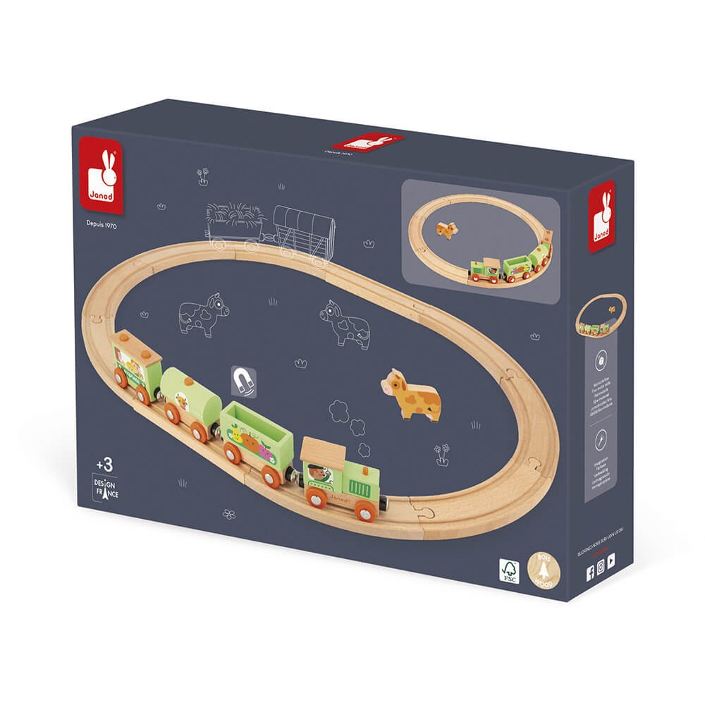 Tren con circuito granja Story - Janod J04630