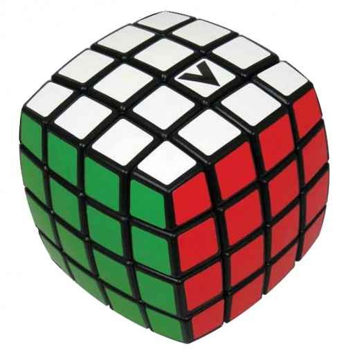 Cubo 4x4 V-Cube completamente resuelto con las seis caras de colores perfectamente alineadas
