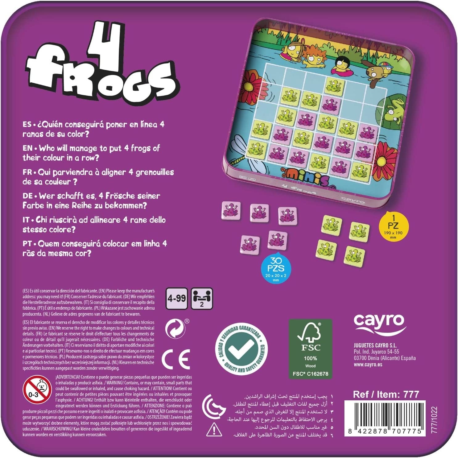 Juego de mesa magnético 4 Frogs - Cayro 777