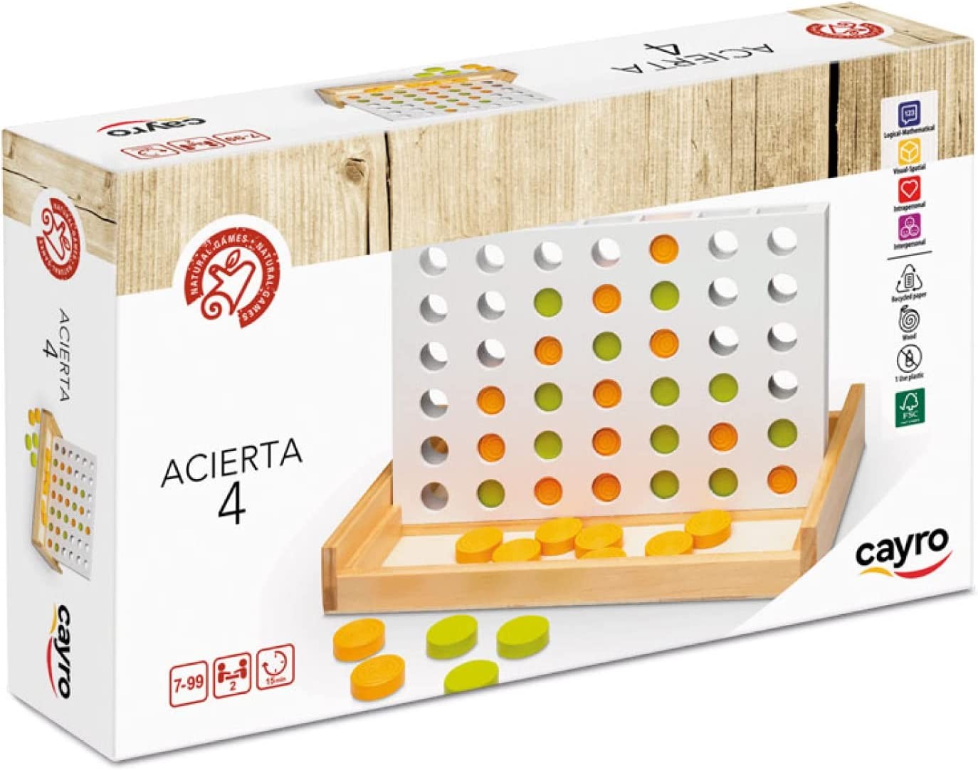 Juego de mesa 4 en raya de madera