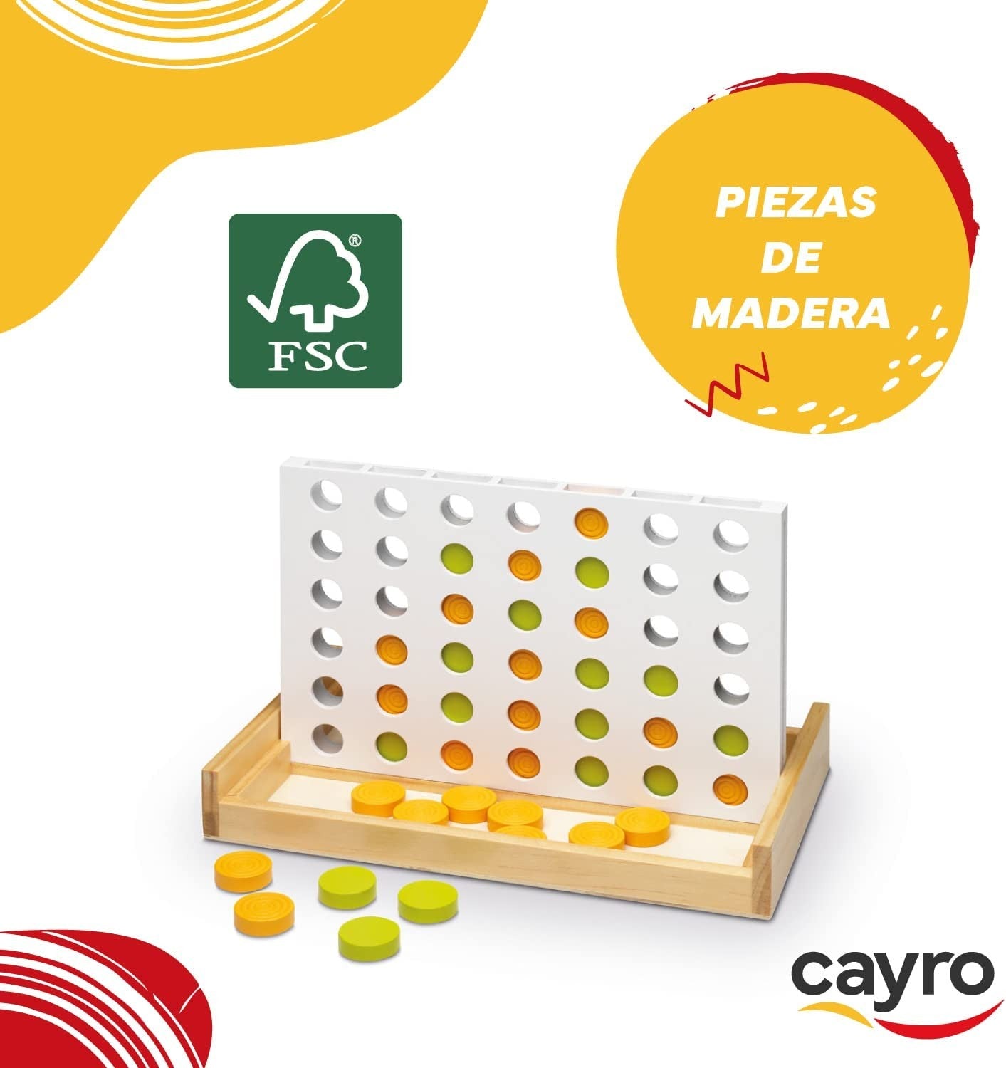 Juego de mesa 4 en raya de madera - Cayro 625