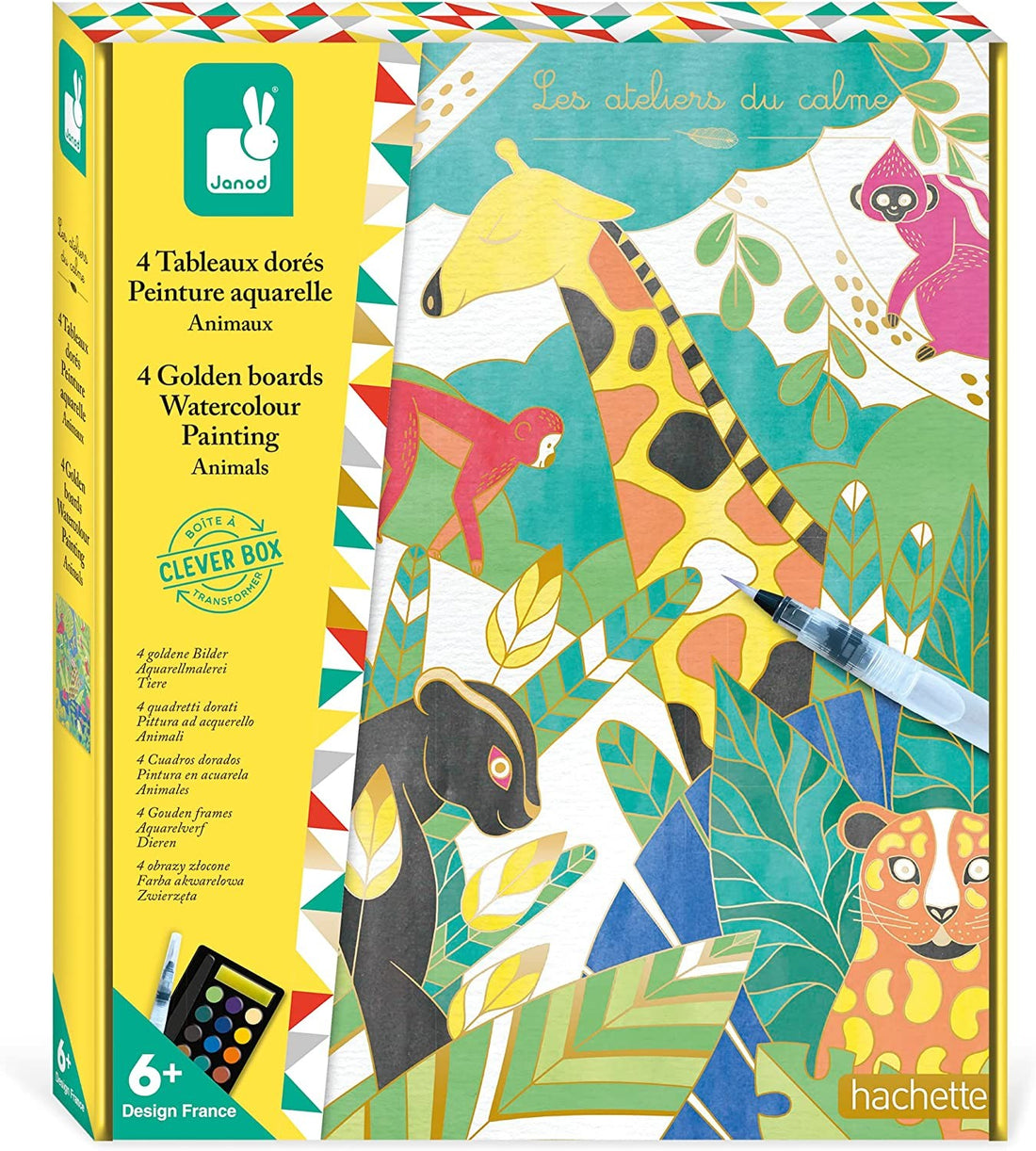 Kit creativo cuadros dorados pintura acuarela animales - Janod J07959