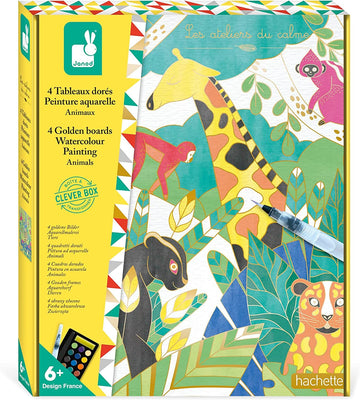 Kit creativo cuadros dorados pintura acuarela animales - Janod J07959