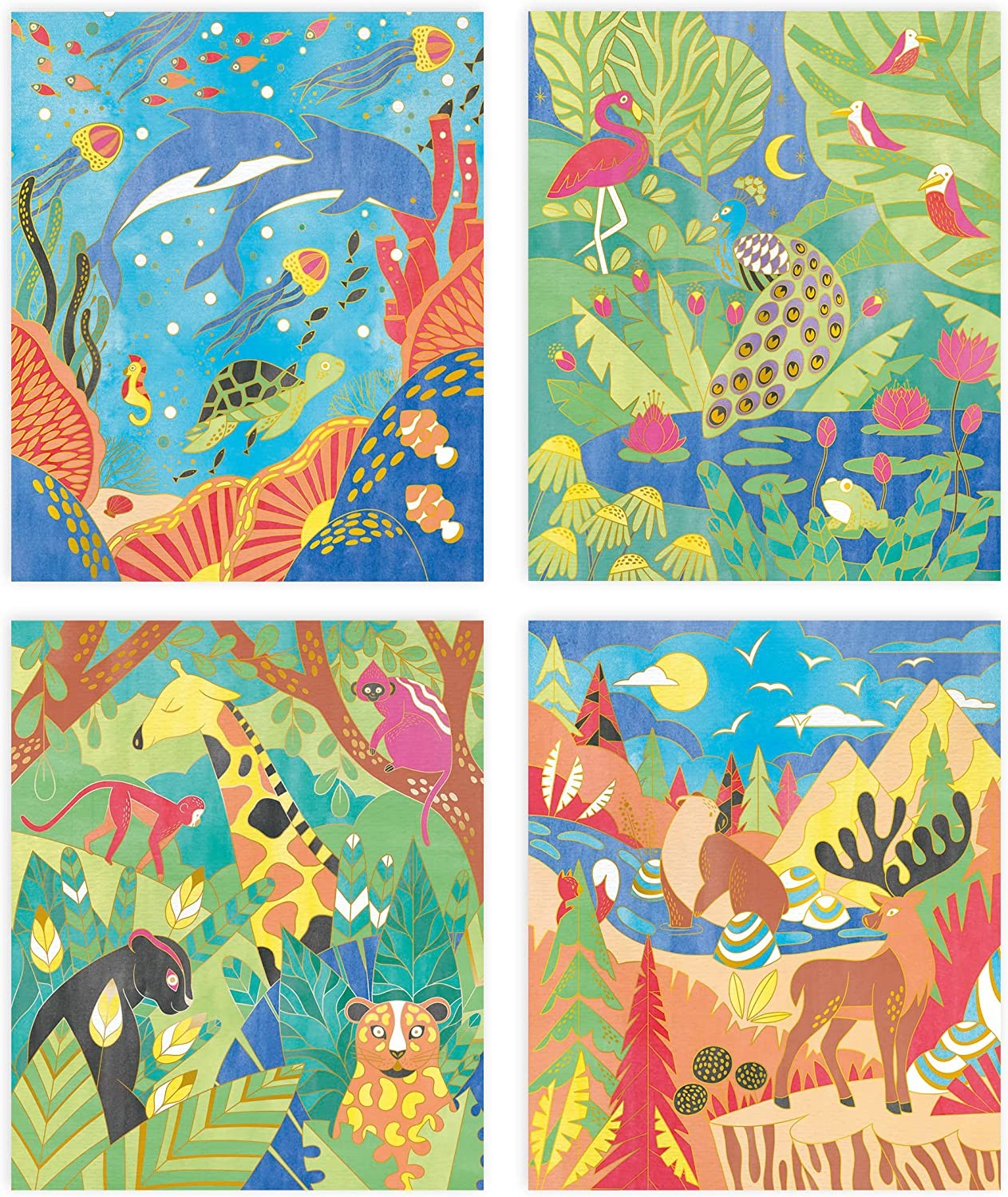 Kit creativo cuadros dorados pintura acuarela animales - Janod J07959