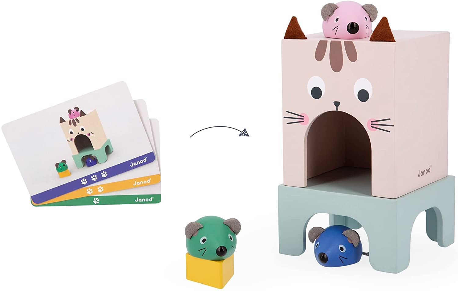 Juego pedagogía orientarse en el espacio - El gato y ratoncitos - Janod J05078