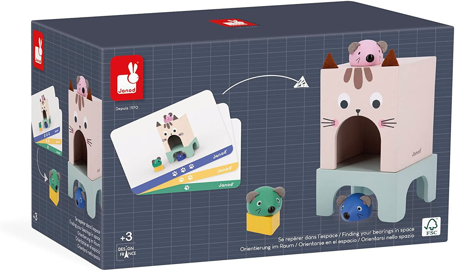 Juego pedagogía orientarse en el espacio - El gato y ratoncitos - Janod J05078