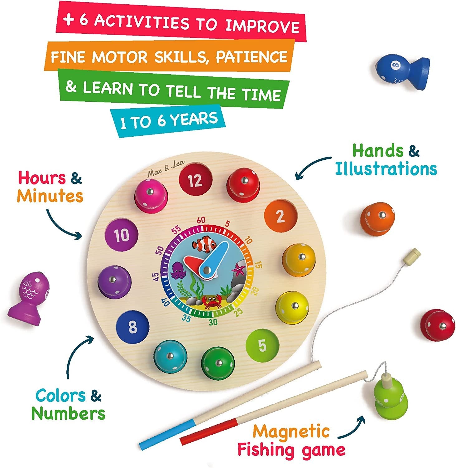 Juego educativo magnético para aprender la hora ClockBoard - Max & Lea