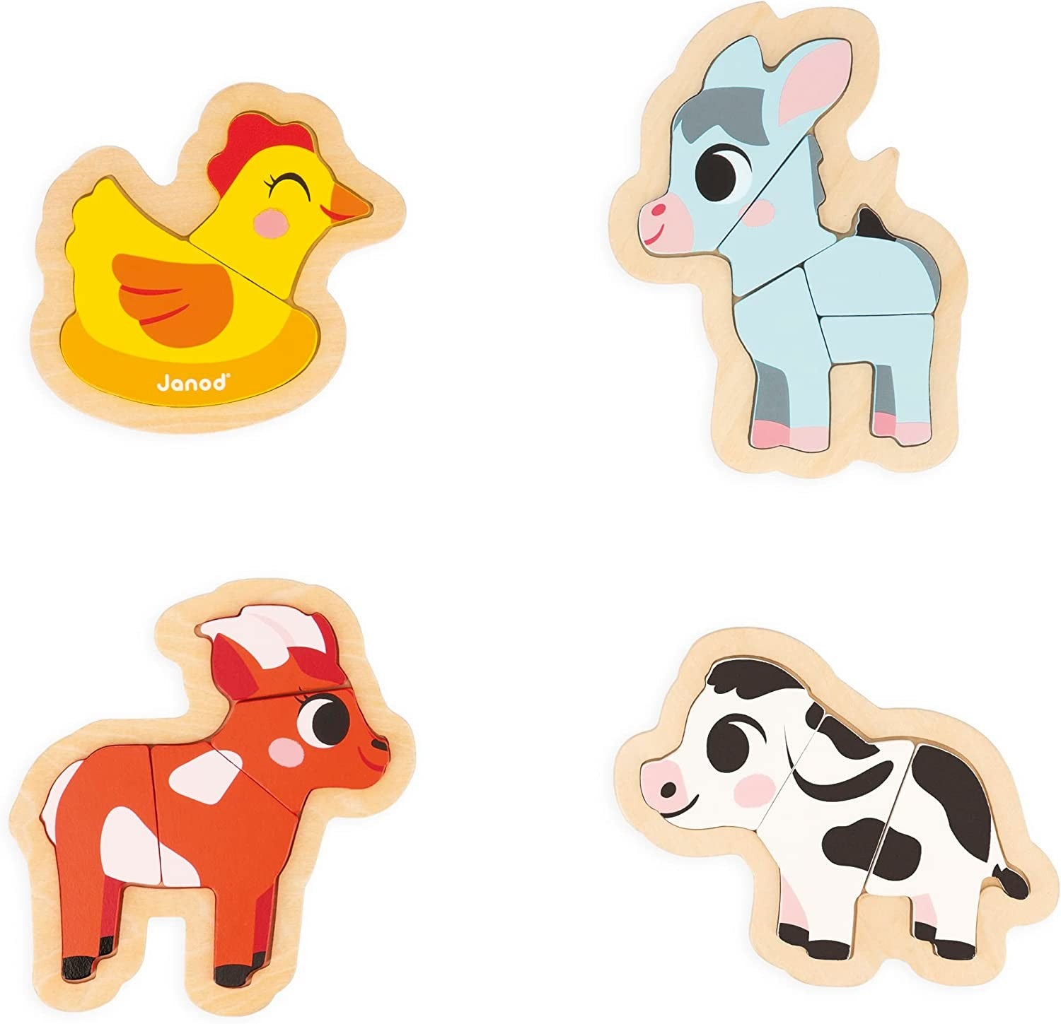 4 Wooden Animal Evolution Puzzles - Janod J07114