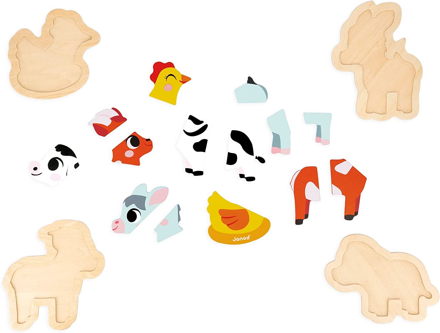 4 Wooden Animal Evolution Puzzles - Janod J07114