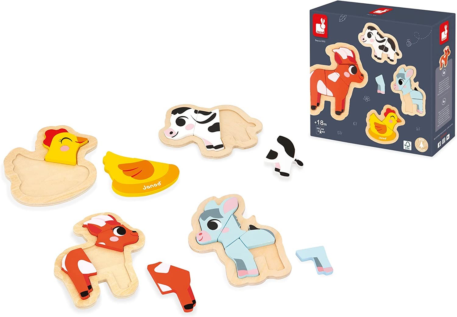 4 Puzzles evolutivos de madera - Janod J07114