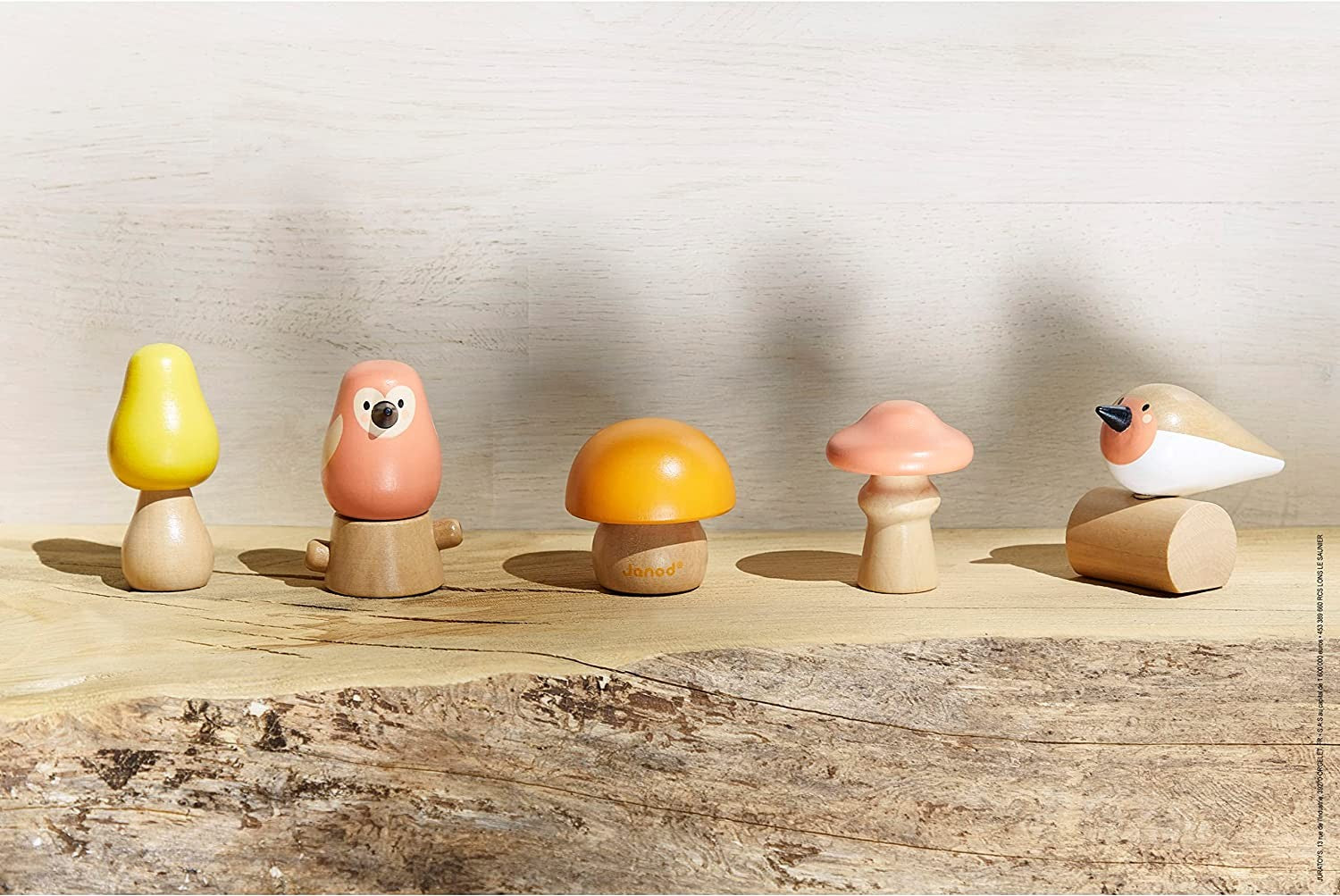 Juguete de estímulo para enroscar y desenroscar - Atornillar setas y pájaros - Janod J08643