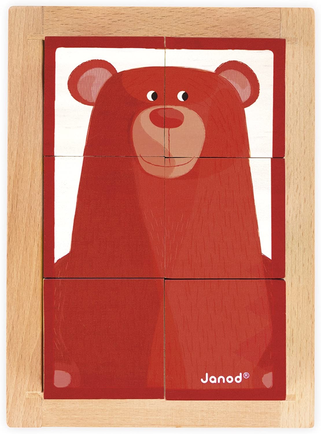 Juego de 6 cubos de madera con animales del bosque - Janod J08200