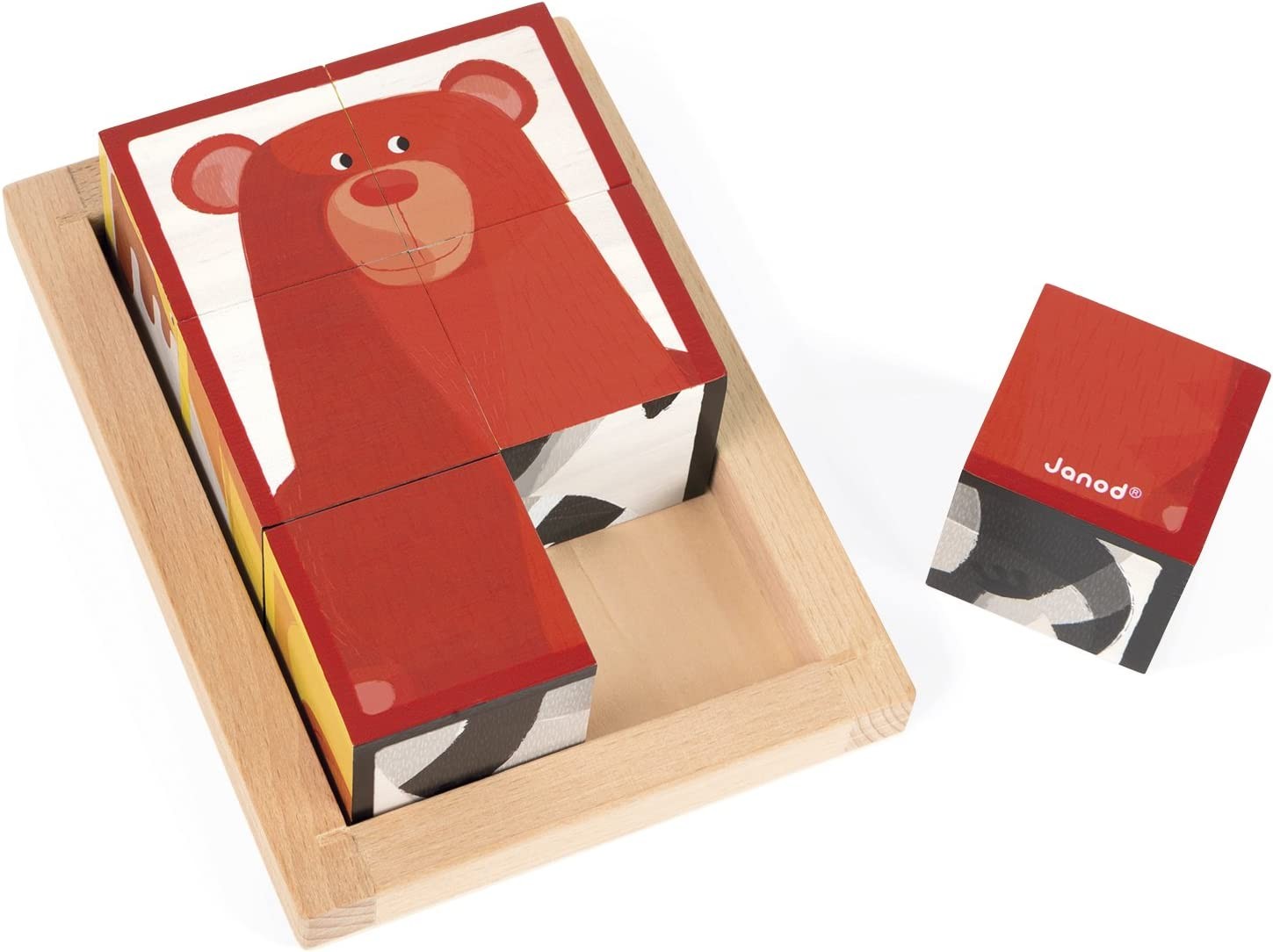 Juego de 6 cubos de madera con animales del bosque - Janod J08200