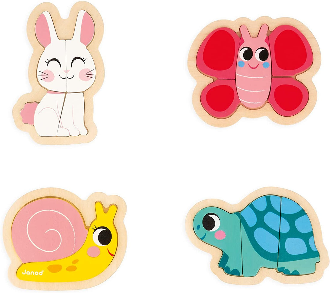4 Puzzles evolutivos de madera Jardín - Janod J07116