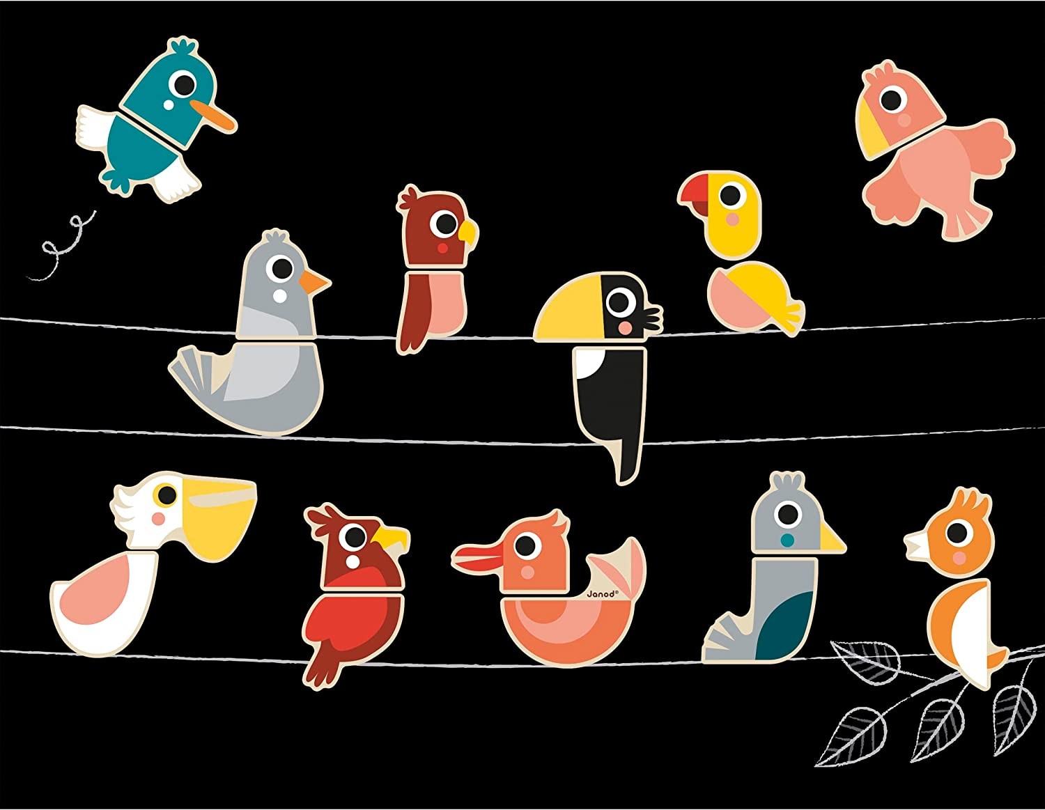 Imanes Mix and Match de aves 24 piezas - Janod J09643