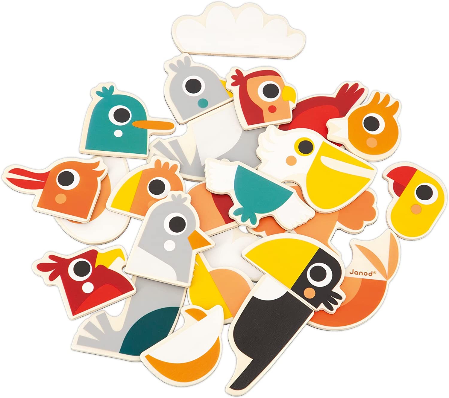 Imanes Mix and Match de aves 24 piezas - Janod J09643