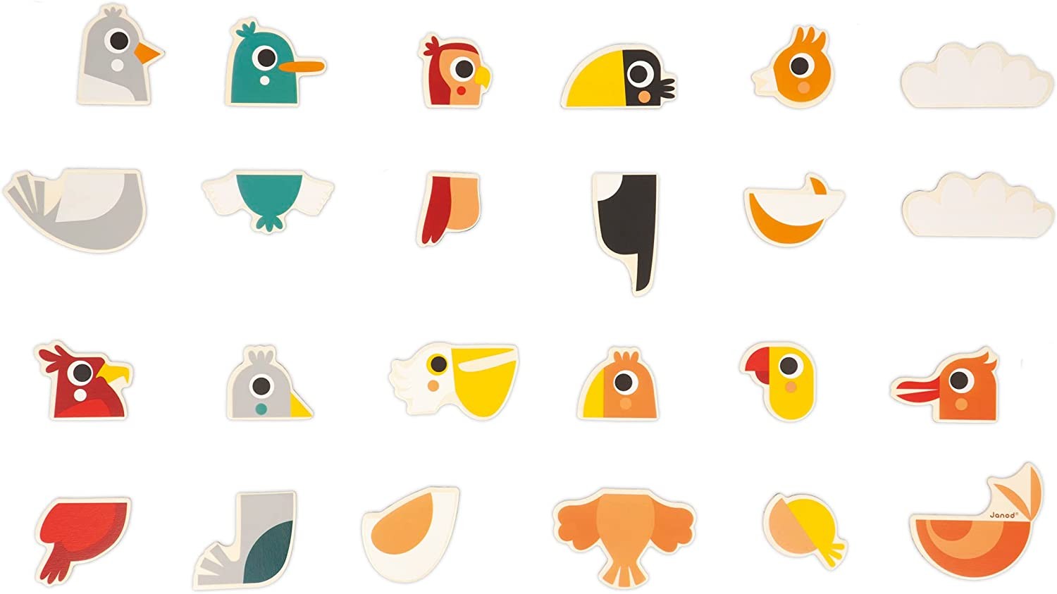 Imanes Mix and Match de aves 24 piezas - Janod J09643