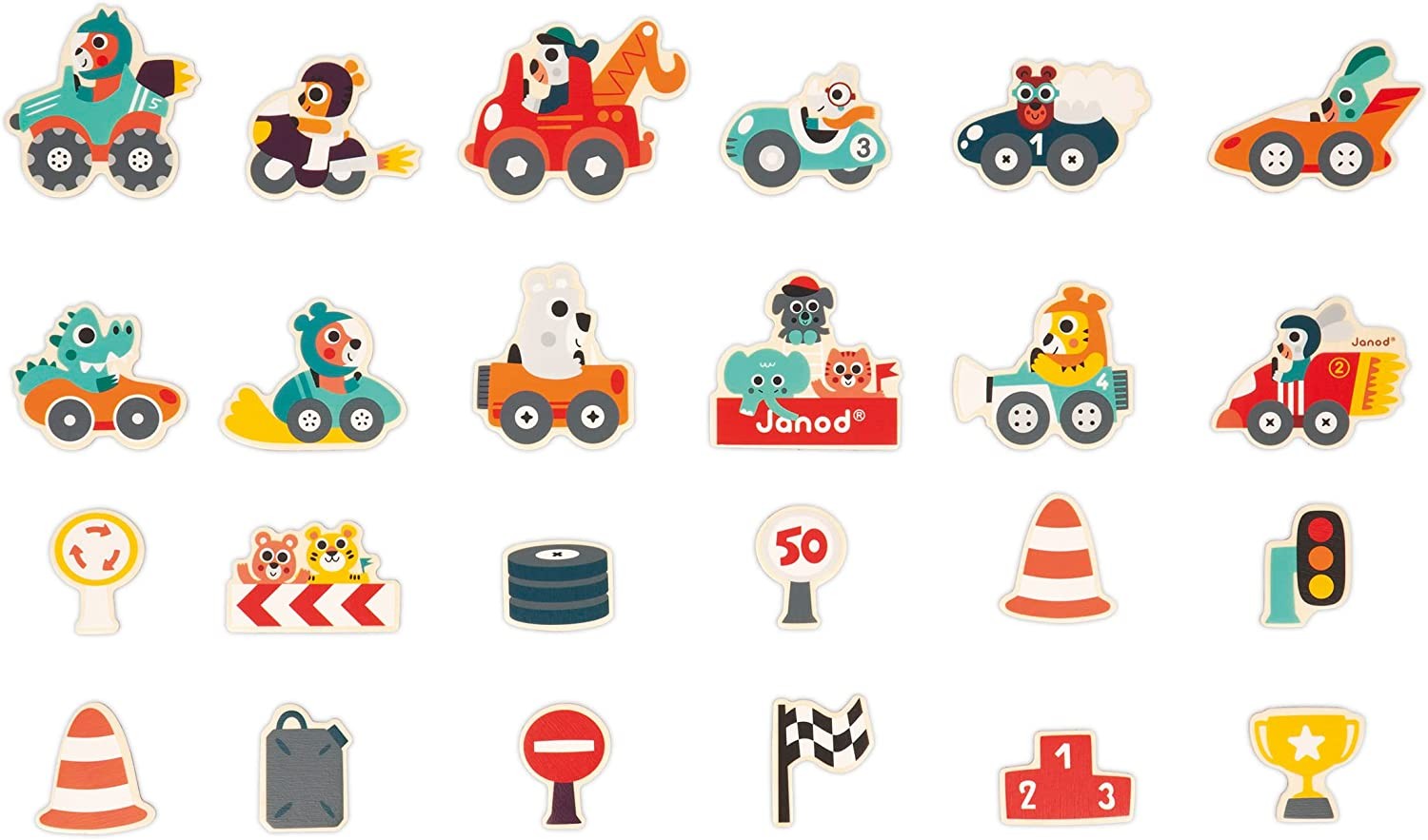 Imanes de coches de carreras 24 piezas - Janod J09641