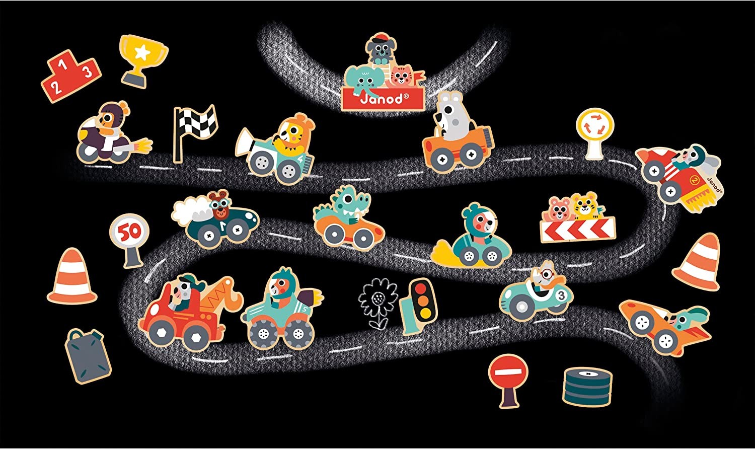 Imanes de coches de carreras 24 piezas - Janod J09641