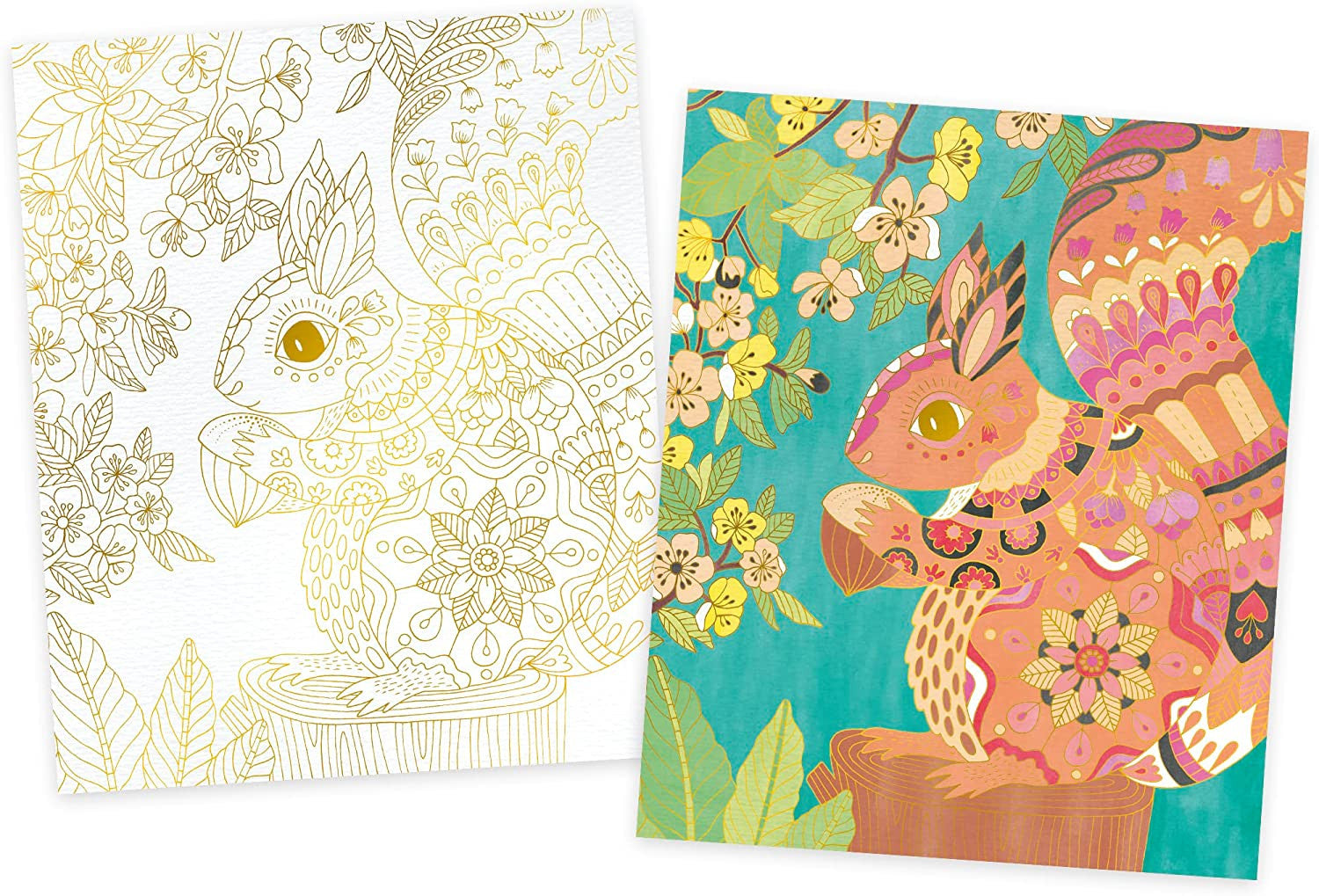 Estuche pintura acuarela cuadros dorados jardín - j07965
