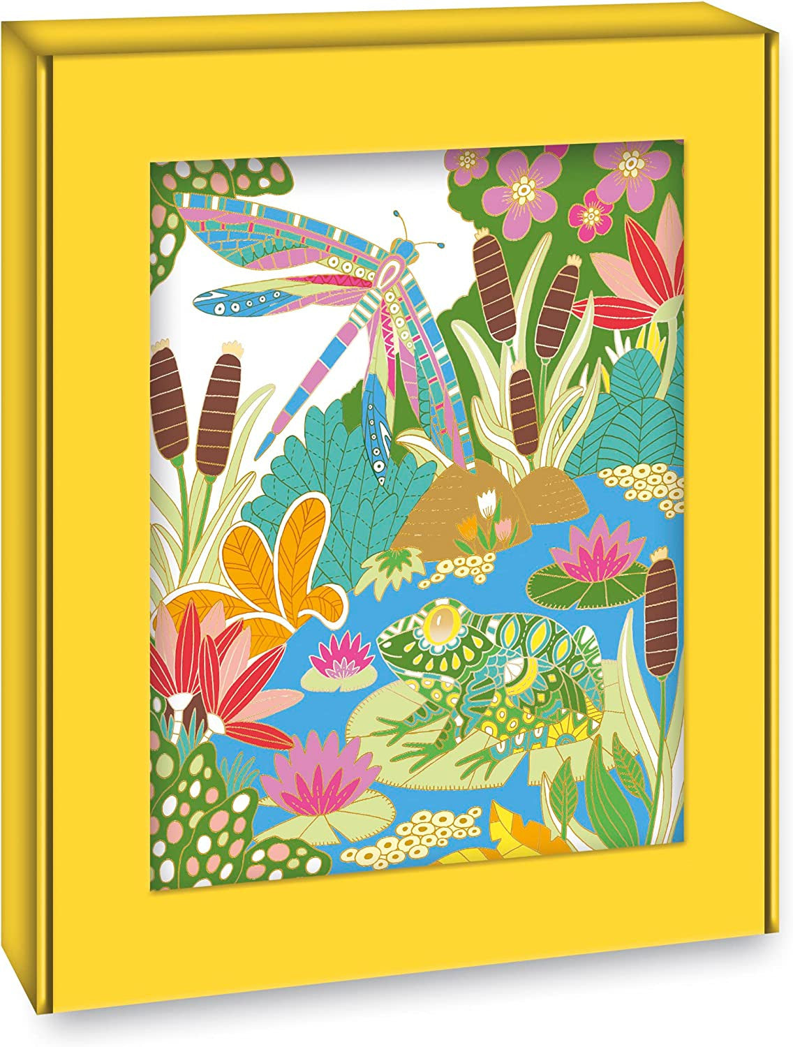 Estuche pintura acuarela cuadros dorados jardín - j07965