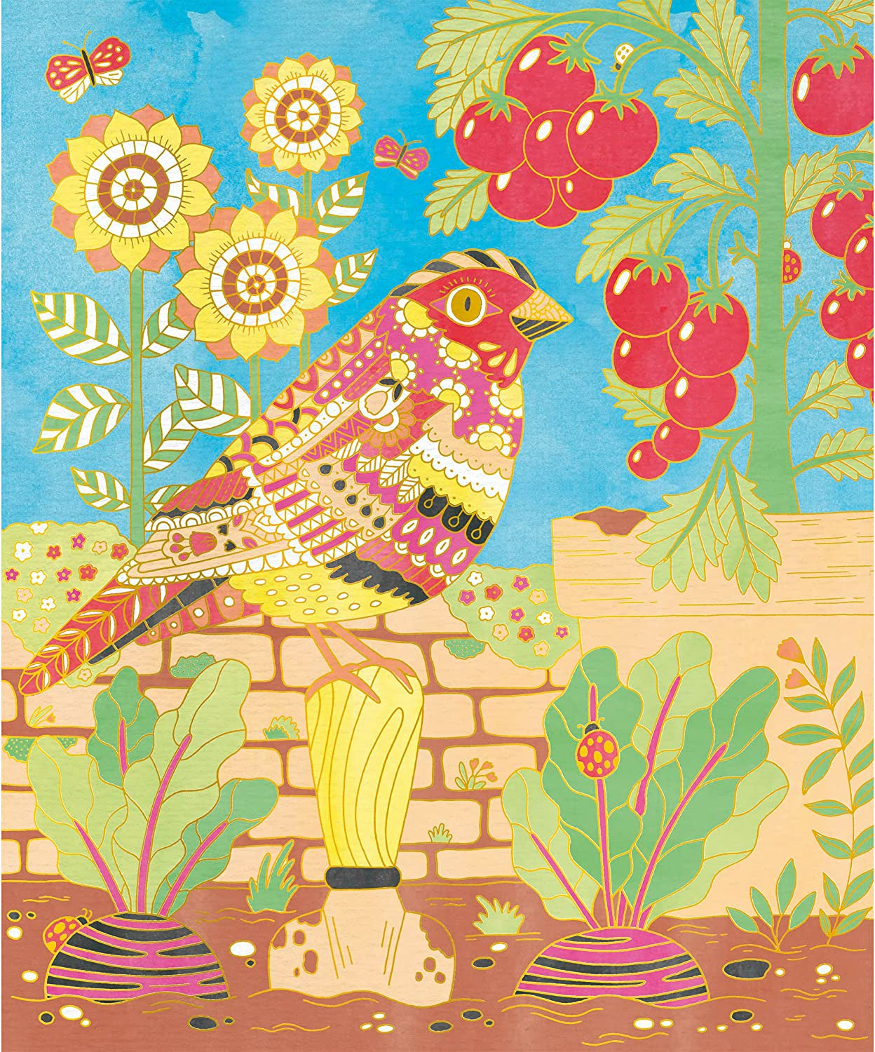 Estuche pintura acuarela cuadros dorados jardín - j07965