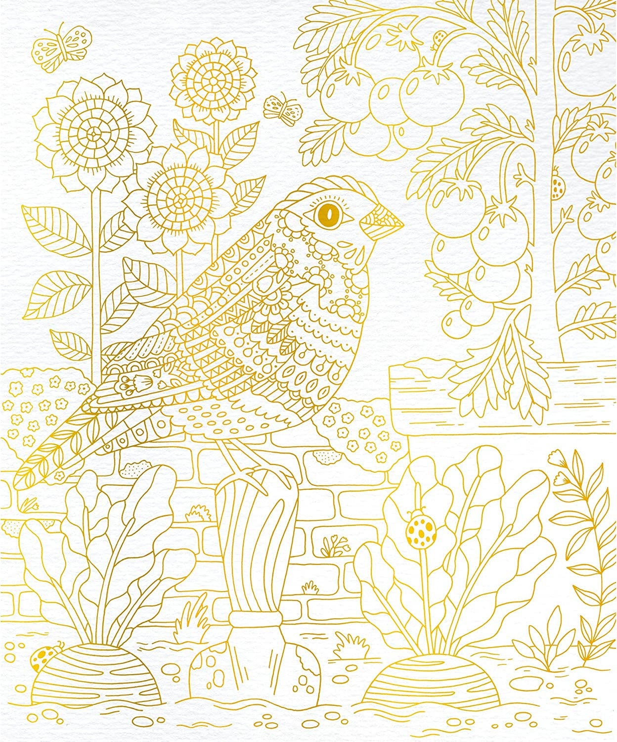 Estuche pintura acuarela cuadros dorados jardín - j07965