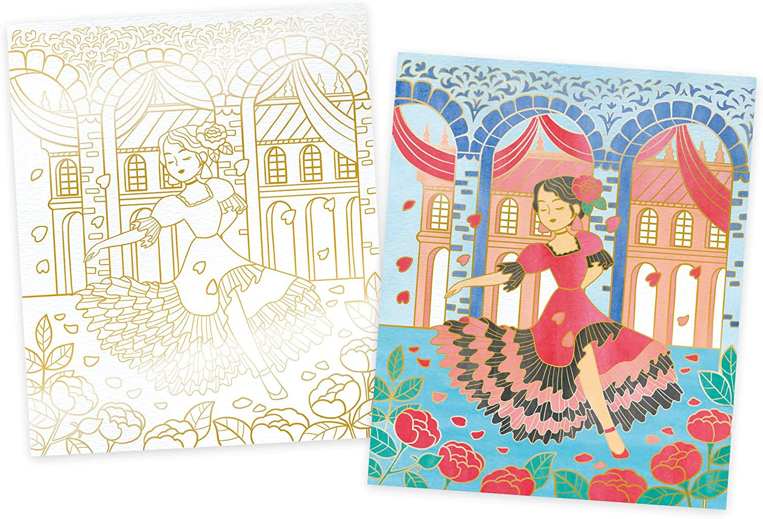 Estuche pintura acuarela cuadros dorados bailarinas - janod j07964