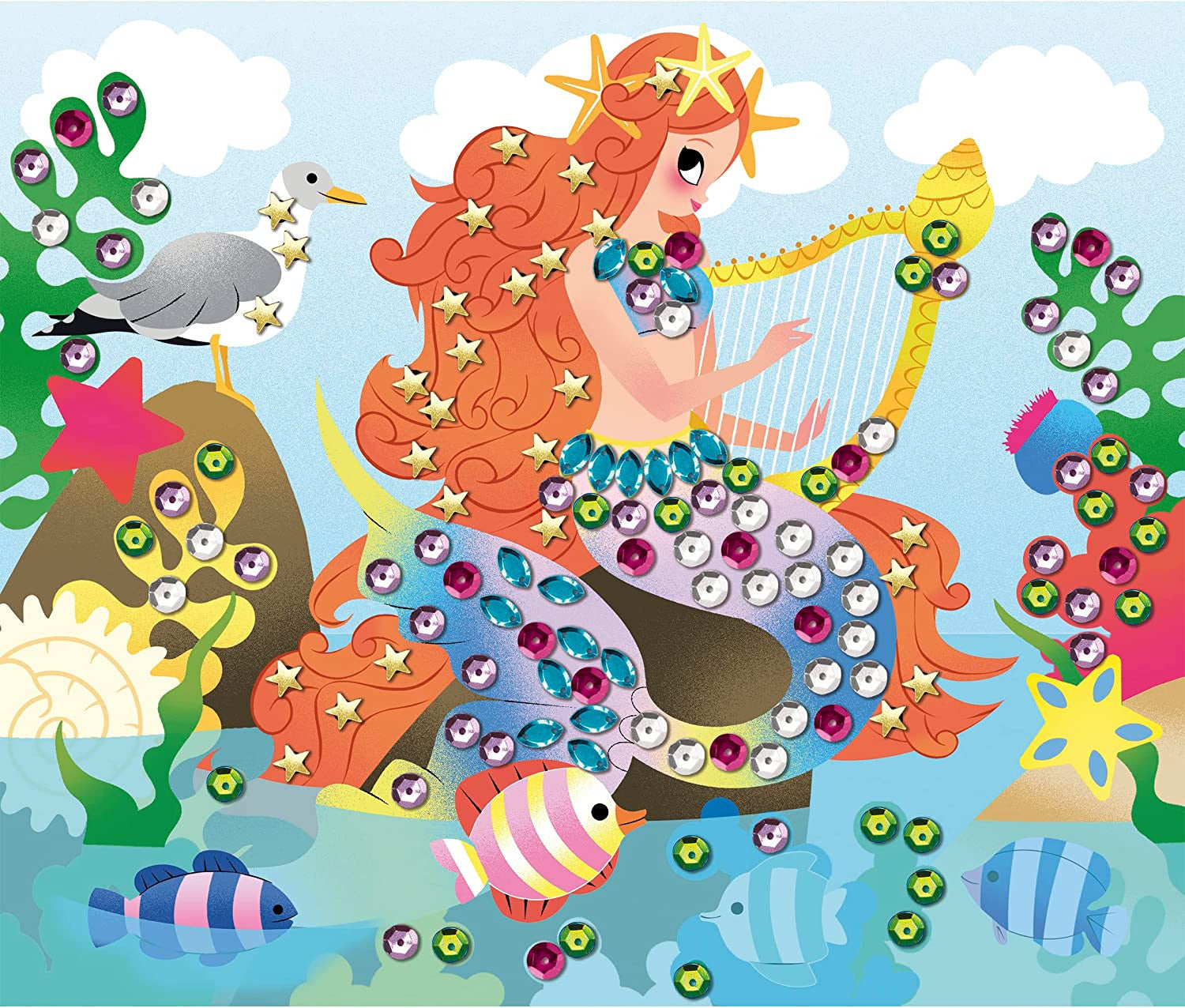 Estuche creativo pegar lentejuelas sirenas - j07926