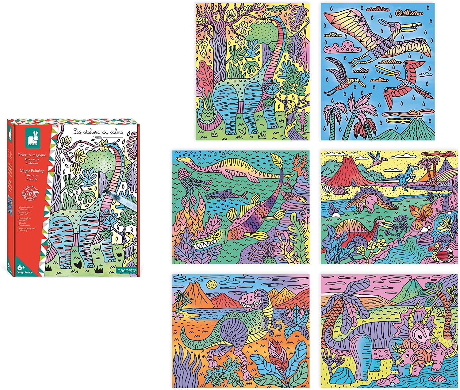 Estuche manualidades pintura mágica dinosaurios - janod j07873