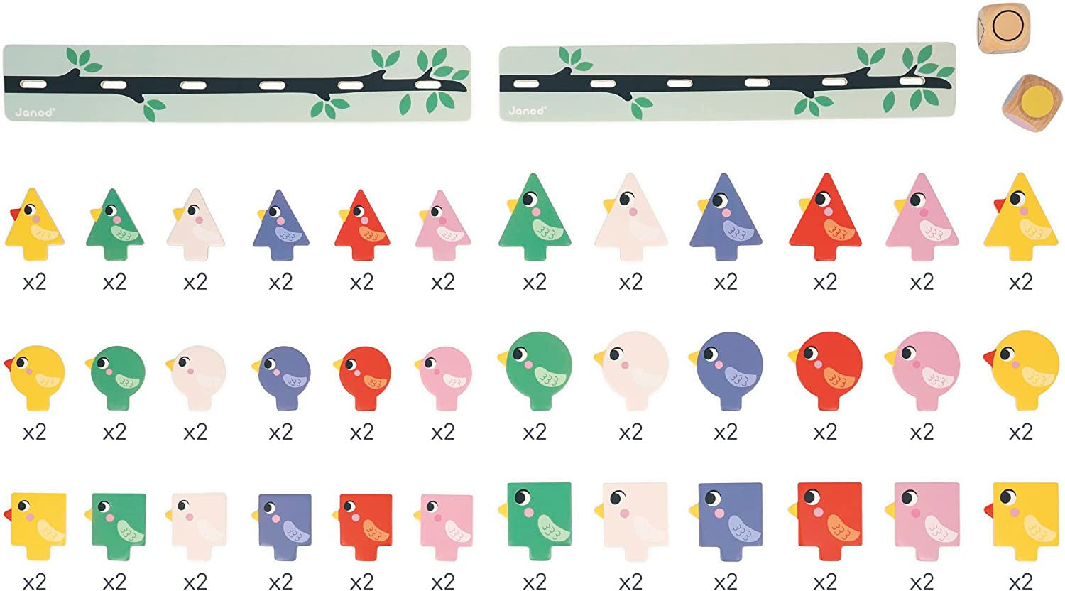 Juego pedagógico Clasificación de formas , tamaños y colores - Pájaros - Janod J05089