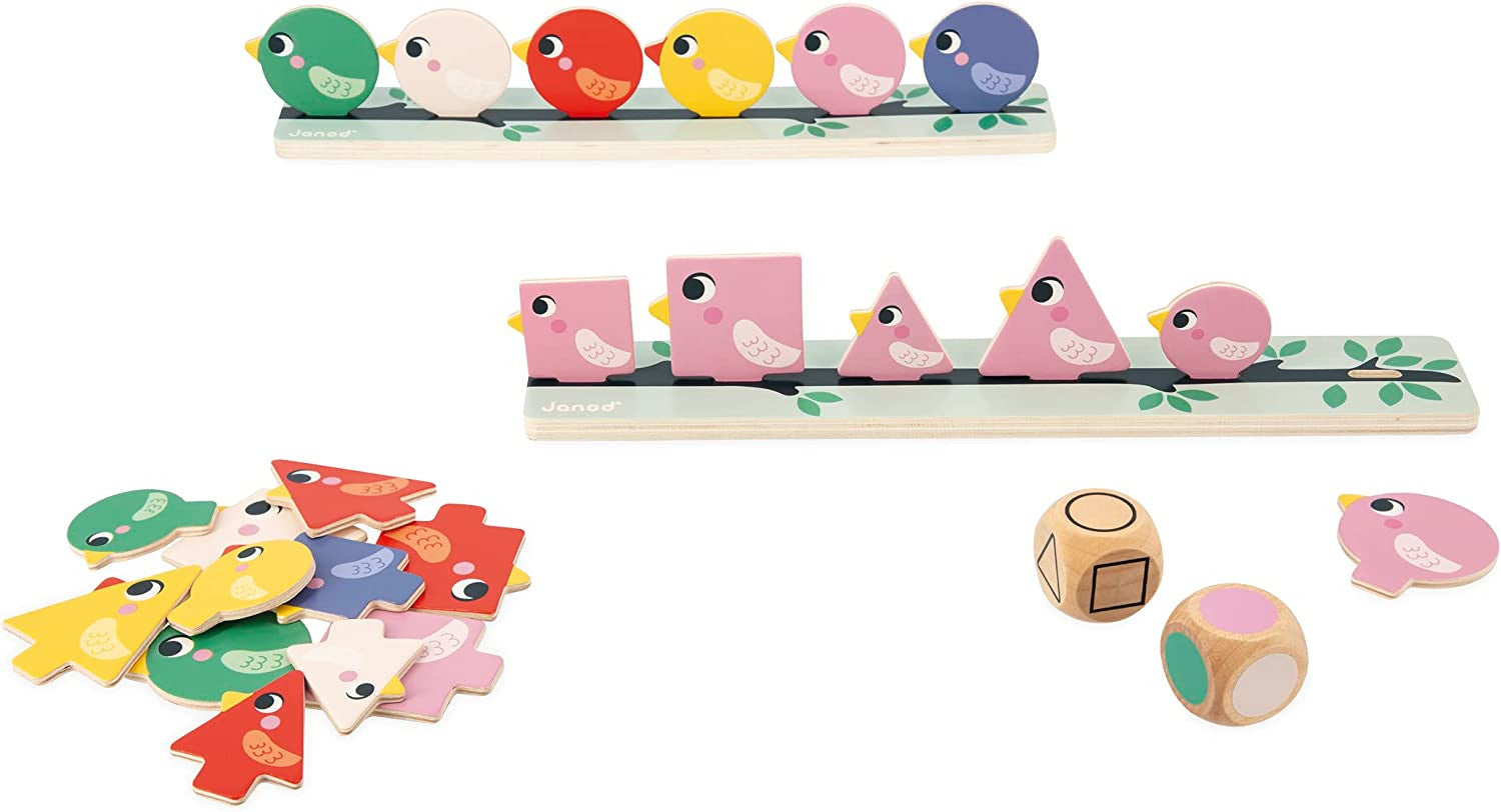 Juego pedagógico Clasificación de formas , tamaños y colores - Pájaros - Janod J05089