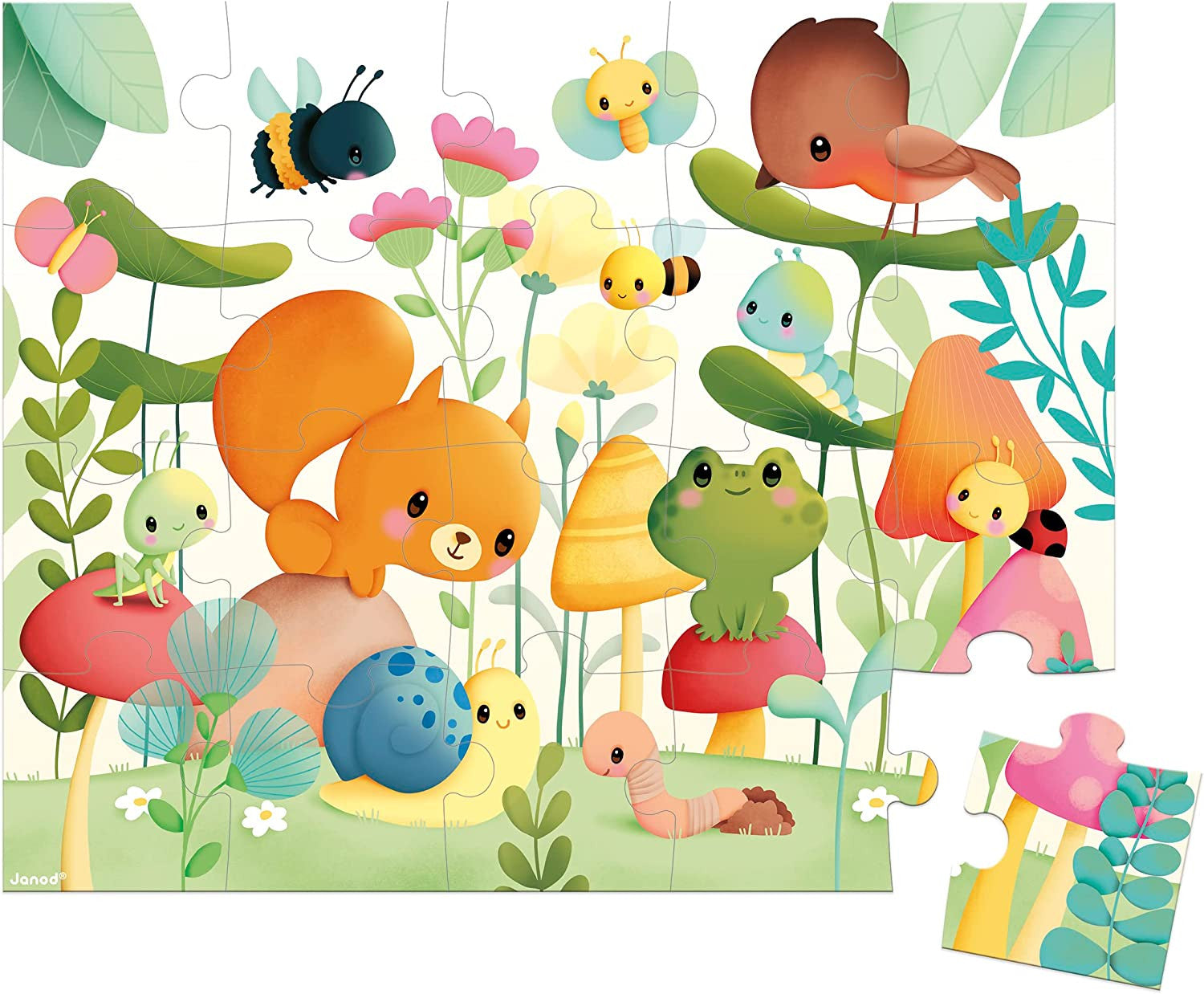 Puzle 20 piezas los compañeros del jardín - janod j02575